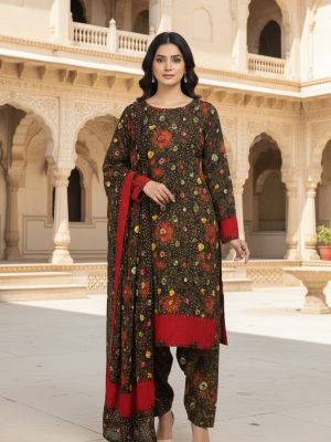 MULTI MARBLE, LINEN 3 PC SUIT, FRONT VIEW