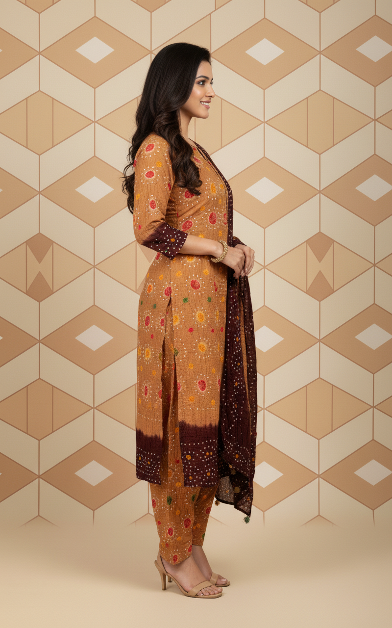 MAROON SKIN, LINEN 3PC SUIT,SIDE VIEW