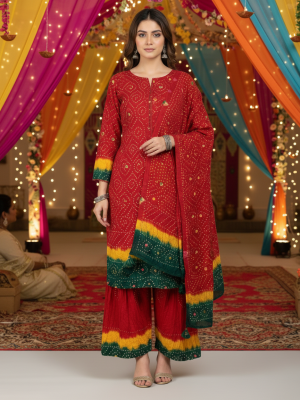 BLUE PINK PREMIUM LINEN 3PC SUIT, Front VIEW